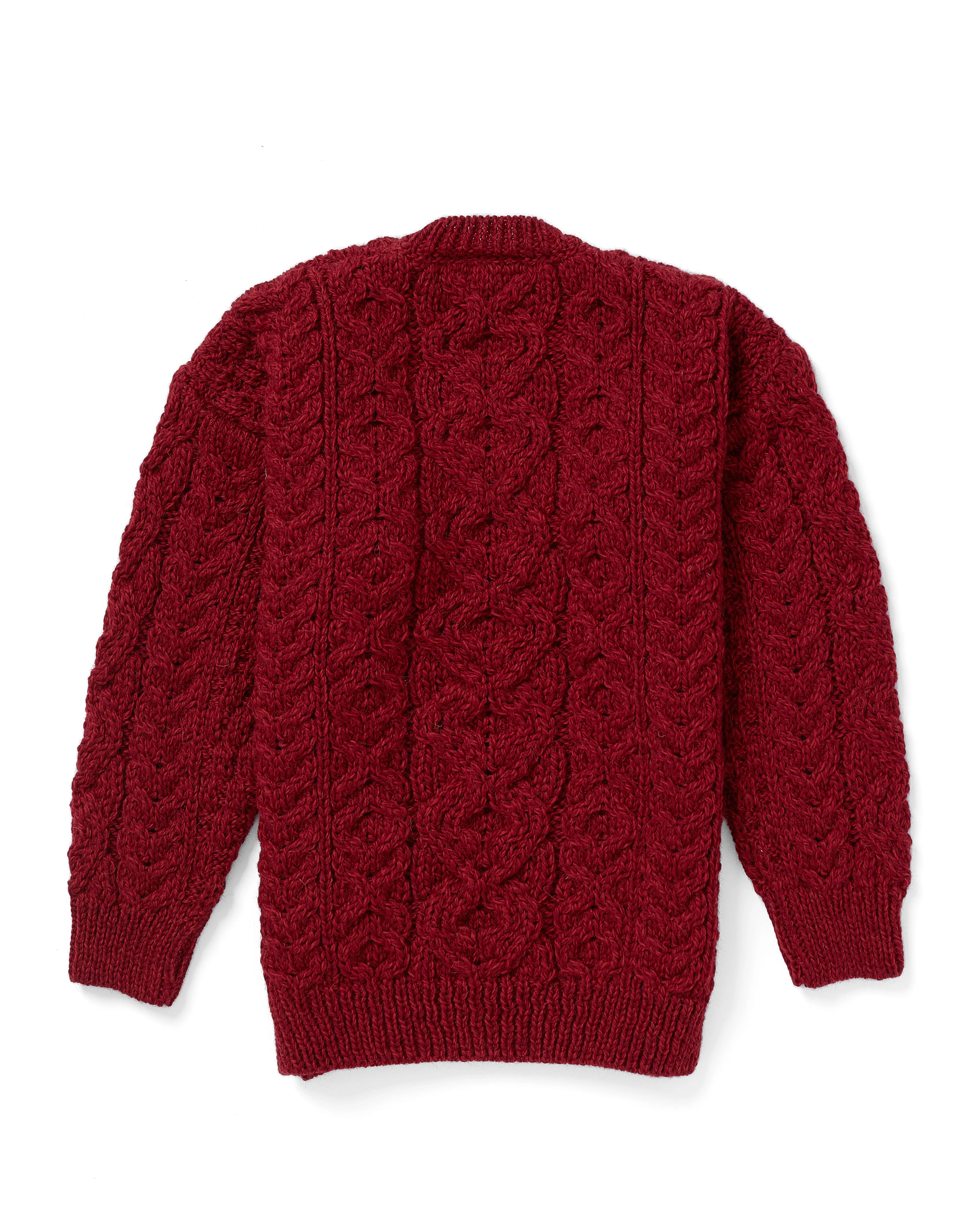 Aran - Children's Trellis Crew Neck Sweater - Red