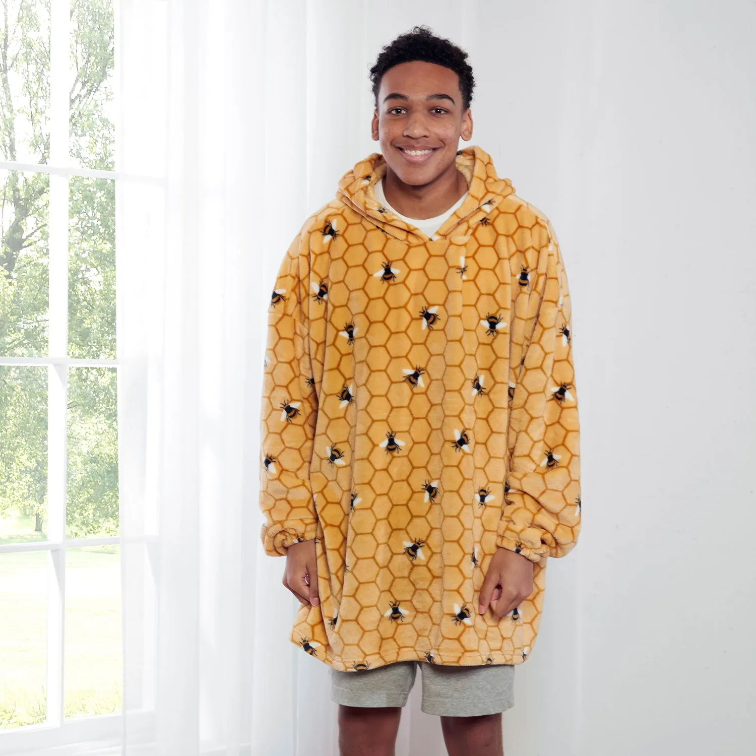 Bee Ochre Fleece Oversized Hoodie