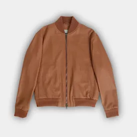 Camel Real Leather Olimpo Bomber Jacket