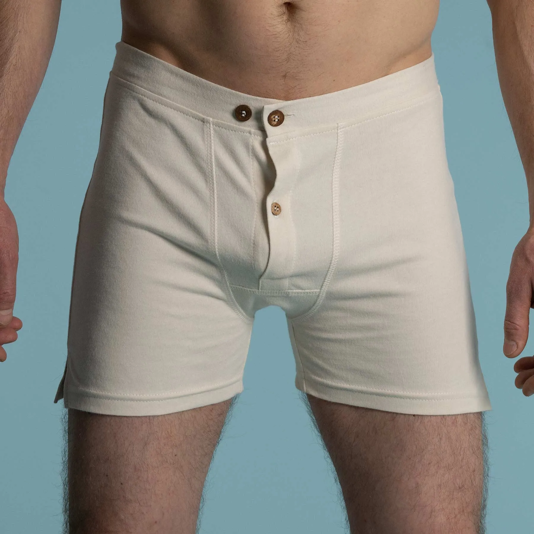 CORBIN Elastic-Free 100% Organic Prima Cotton Boxers (Drawstring-free, Plastic-Free Coconut Buttons, Latex-Free, OC Thread, OC Interfacing, Gusseted Crotch, No Synthetics) (100% Biodegradable)