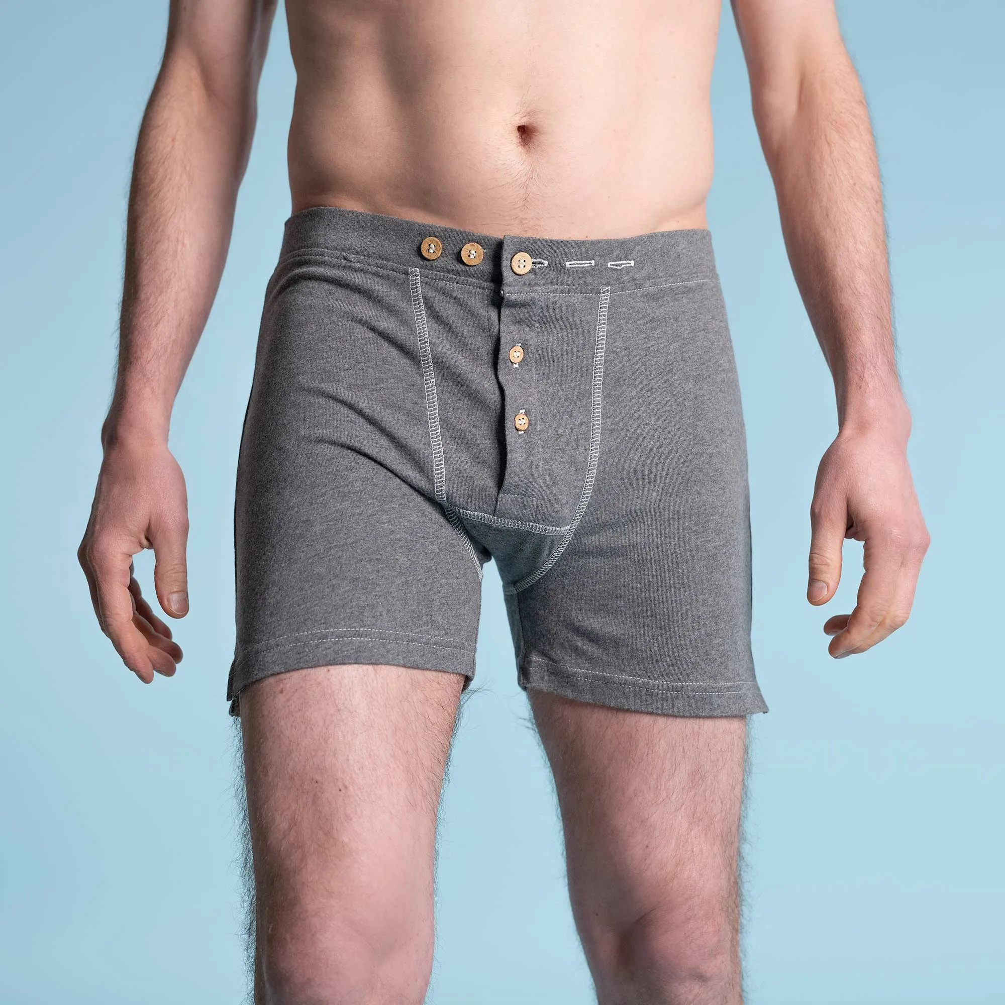 CORBIN Elastic-Free 100% Organic Prima Cotton Boxers (Drawstring-free, Plastic-Free Coconut Buttons, Latex-Free, OC Thread, OC Interfacing, Gusseted Crotch, No Synthetics) (100% Biodegradable)