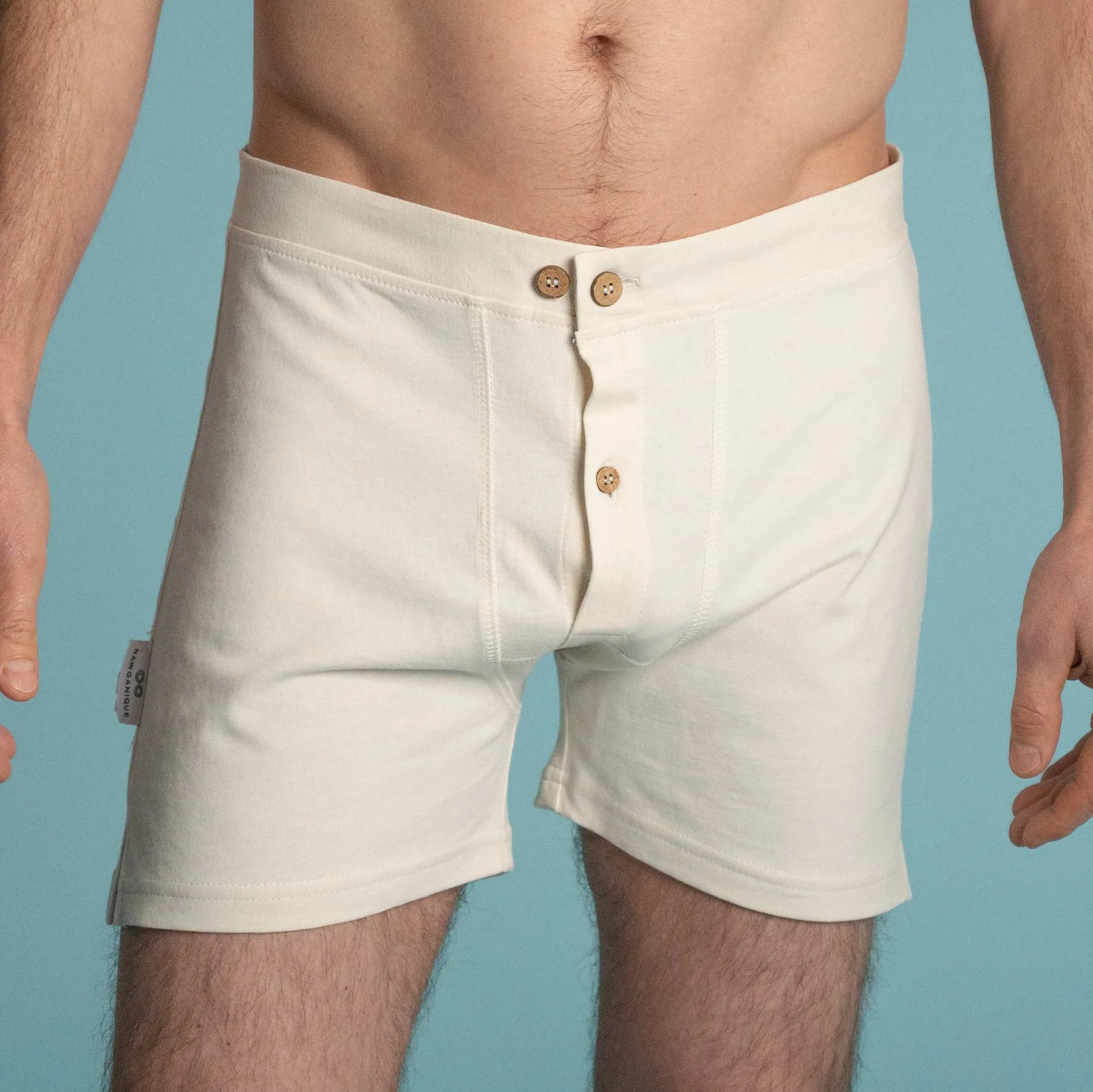 CORBIN Elastic-Free 100% Organic Prima Cotton Boxers (Drawstring-free, Plastic-Free Coconut Buttons, Latex-Free, OC Thread, OC Interfacing, Gusseted Crotch, No Synthetics) (100% Biodegradable)