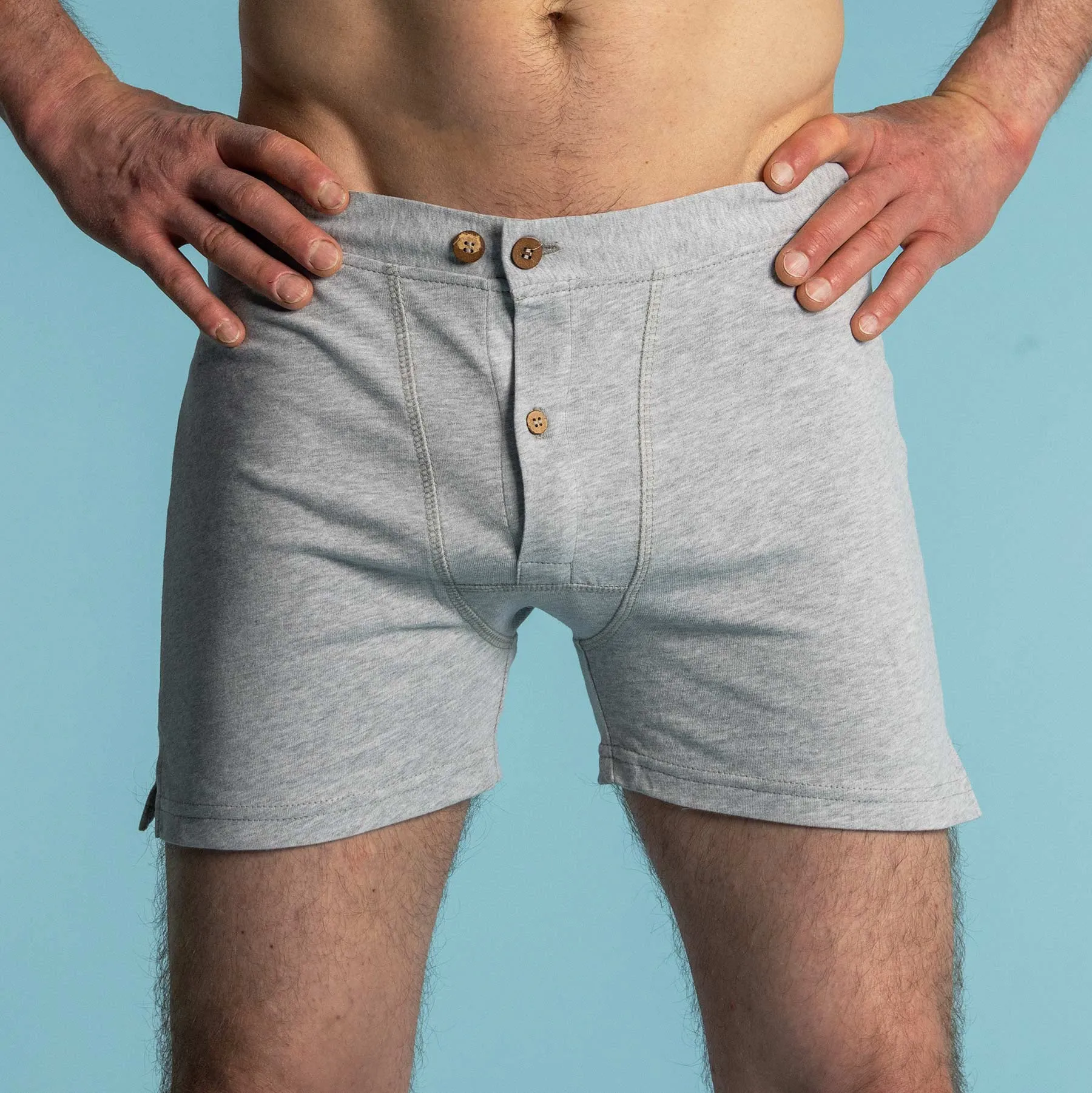 CORBIN Elastic-Free 100% Organic Prima Cotton Boxers (Drawstring-free, Plastic-Free Coconut Buttons, Latex-Free, OC Thread, OC Interfacing, Gusseted Crotch, No Synthetics) (100% Biodegradable)