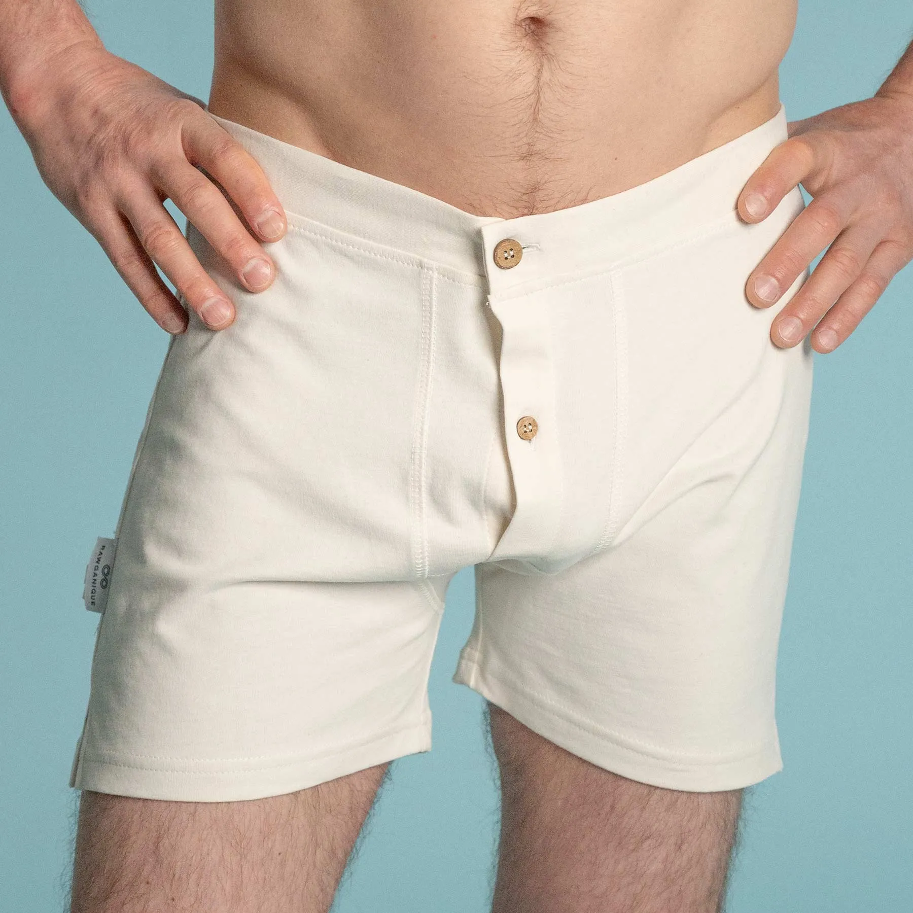 CORBIN Elastic-Free 100% Organic Prima Cotton Boxers (Drawstring-free, Plastic-Free Coconut Buttons, Latex-Free, OC Thread, OC Interfacing, Gusseted Crotch, No Synthetics) (100% Biodegradable)