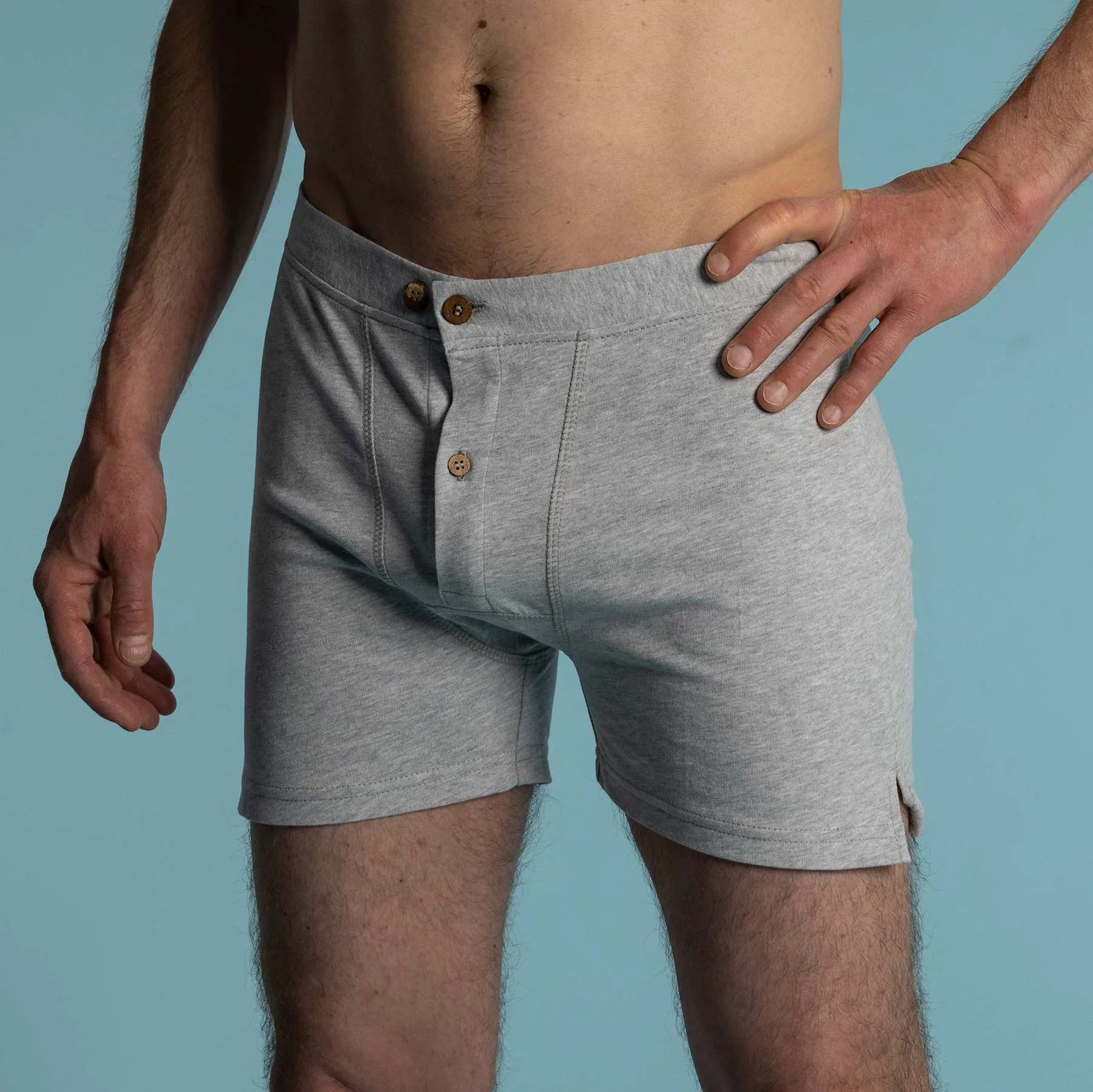 CORBIN Elastic-Free 100% Organic Prima Cotton Boxers (Drawstring-free, Plastic-Free Coconut Buttons, Latex-Free, OC Thread, OC Interfacing, Gusseted Crotch, No Synthetics) (100% Biodegradable)