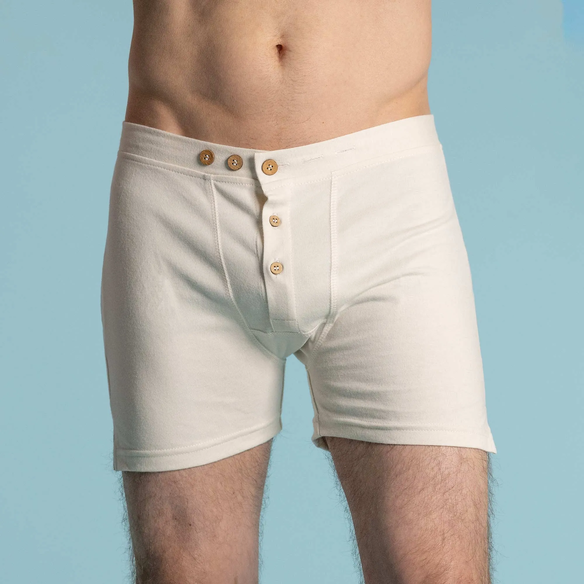 CORBIN Elastic-Free 100% Organic Prima Cotton Boxers (Drawstring-free, Plastic-Free Coconut Buttons, Latex-Free, OC Thread, OC Interfacing, Gusseted Crotch, No Synthetics) (100% Biodegradable)