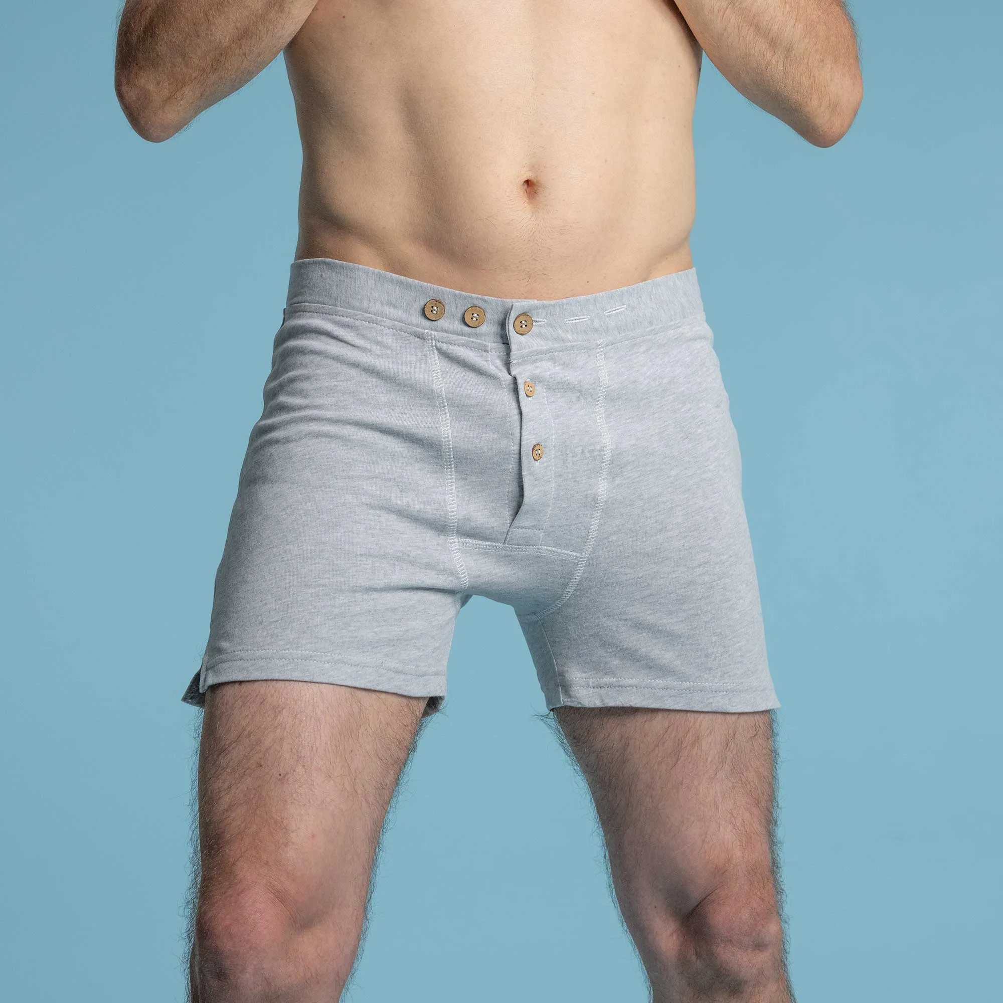 CORBIN Elastic-Free 100% Organic Prima Cotton Boxers (Drawstring-free, Plastic-Free Coconut Buttons, Latex-Free, OC Thread, OC Interfacing, Gusseted Crotch, No Synthetics) (100% Biodegradable)