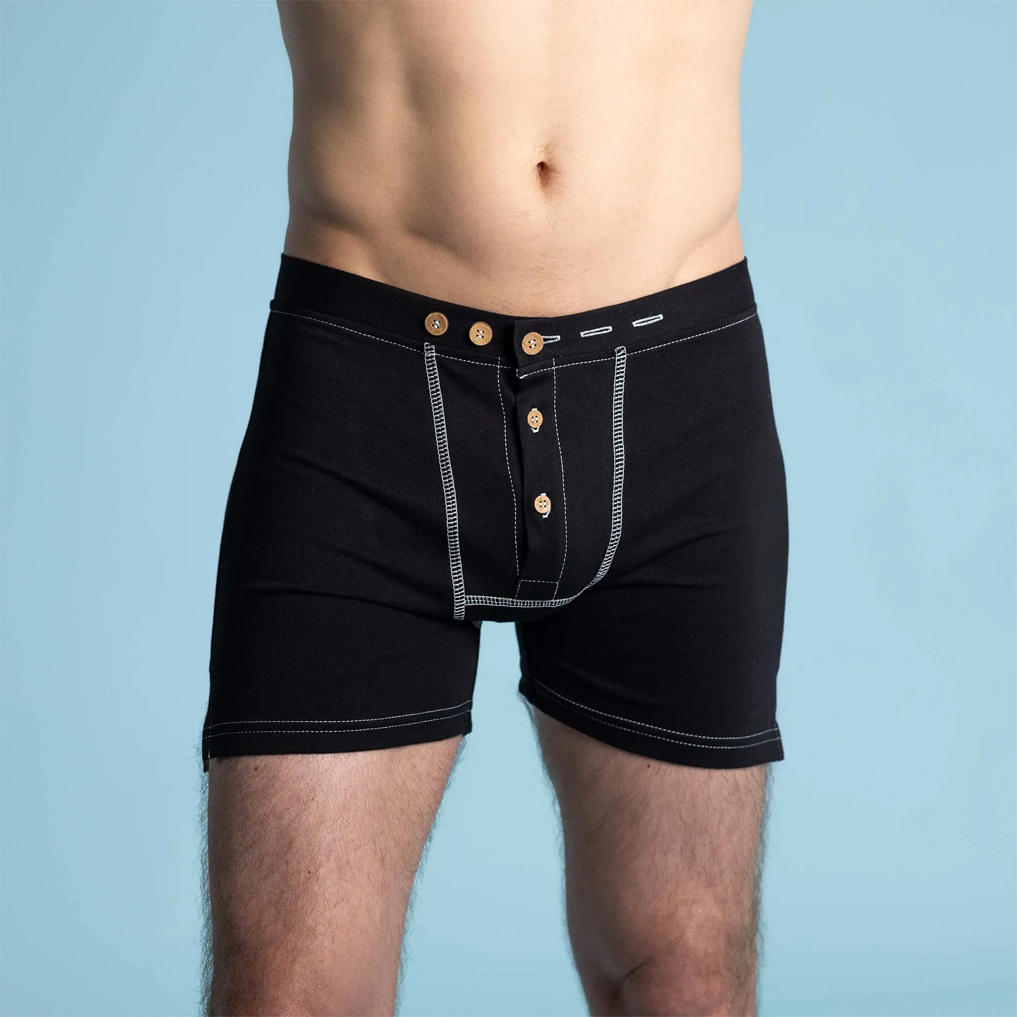 CORBIN Elastic-Free 100% Organic Prima Cotton Boxers (Drawstring-free, Plastic-Free Coconut Buttons, Latex-Free, OC Thread, OC Interfacing, Gusseted Crotch, No Synthetics) (100% Biodegradable)