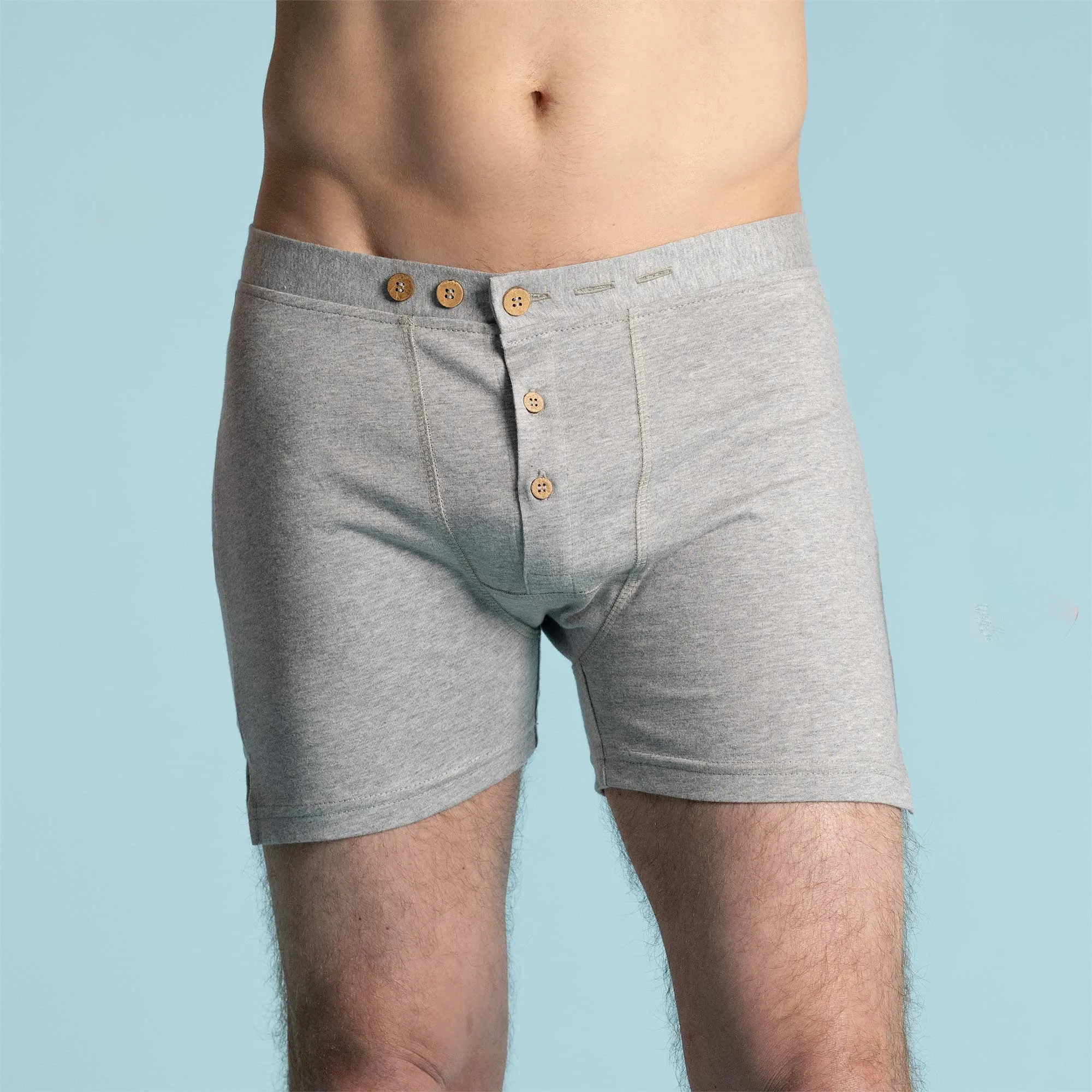 CORBIN Elastic-Free 100% Organic Prima Cotton Boxers (Drawstring-free, Plastic-Free Coconut Buttons, Latex-Free, OC Thread, OC Interfacing, Gusseted Crotch, No Synthetics) (100% Biodegradable)