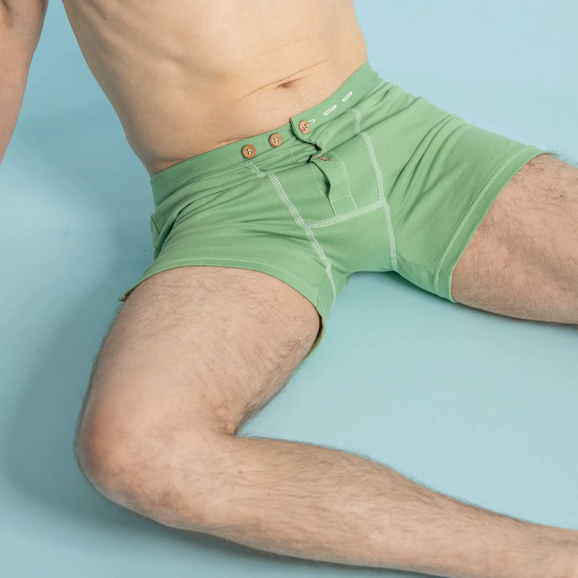 CORBIN Elastic-Free 100% Organic Prima Cotton Boxers (Drawstring-free, Plastic-Free Coconut Buttons, Latex-Free, OC Thread, OC Interfacing, Gusseted Crotch, No Synthetics) (100% Biodegradable)