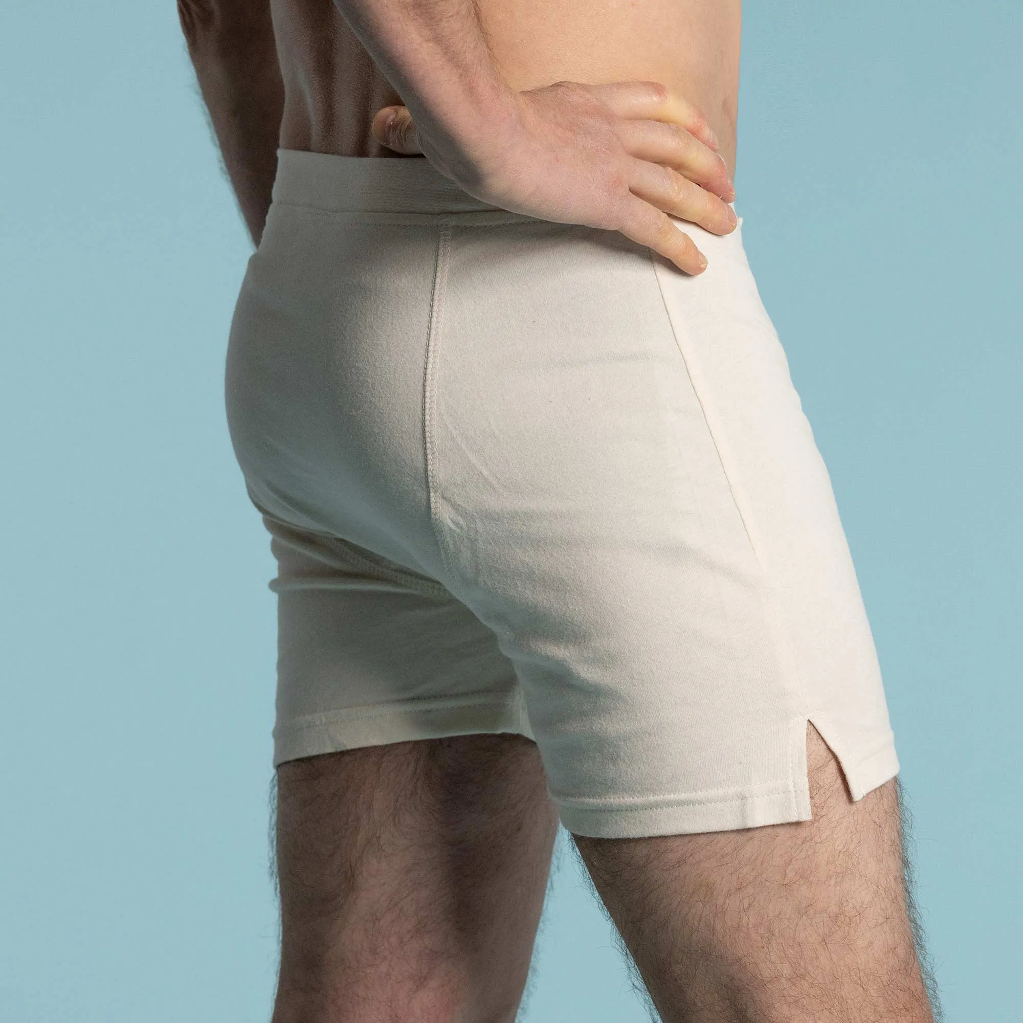 CORBIN Elastic-Free 100% Organic Prima Cotton Boxers (Drawstring-free, Plastic-Free Coconut Buttons, Latex-Free, OC Thread, OC Interfacing, Gusseted Crotch, No Synthetics) (100% Biodegradable)