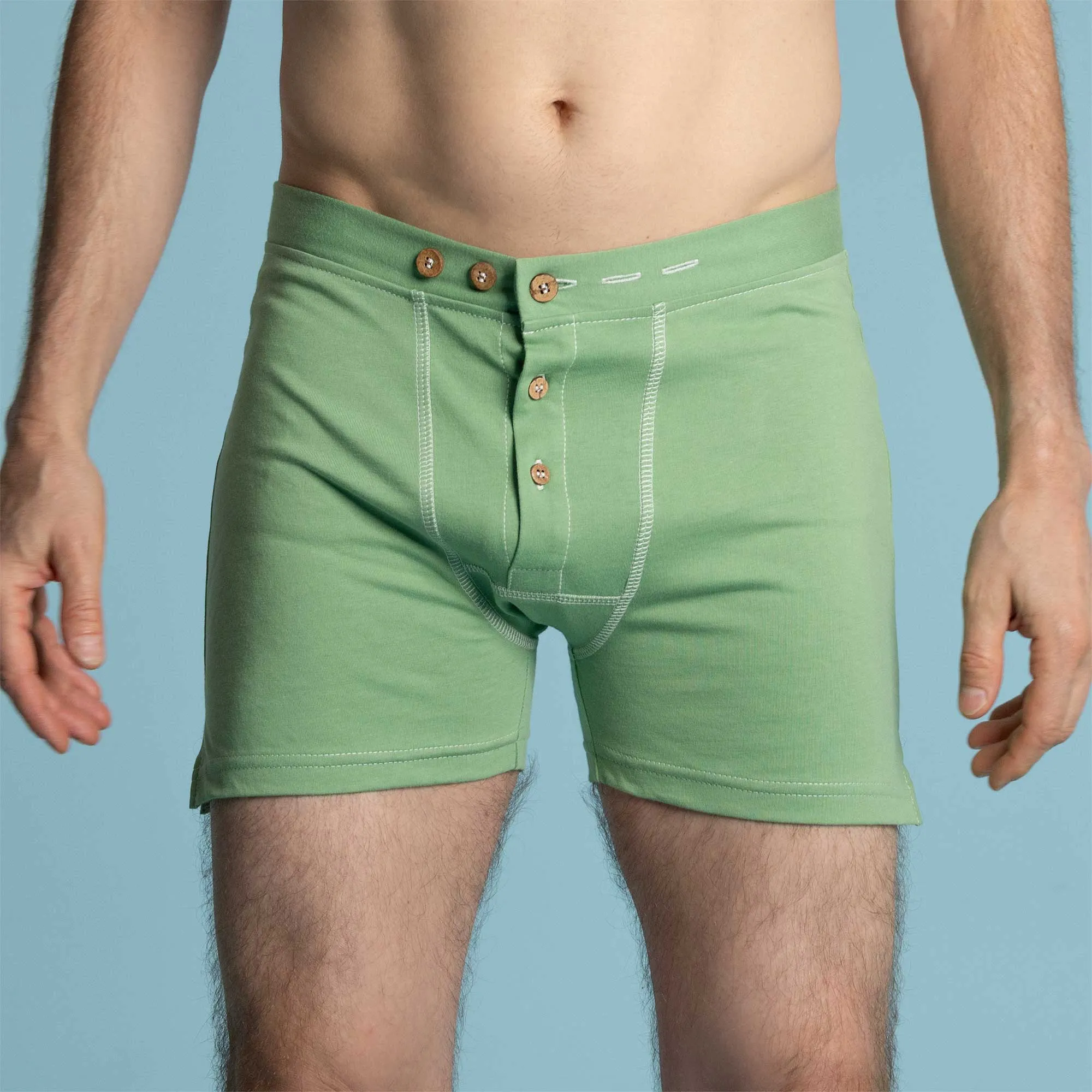 CORBIN Elastic-Free 100% Organic Prima Cotton Boxers (Drawstring-free, Plastic-Free Coconut Buttons, Latex-Free, OC Thread, OC Interfacing, Gusseted Crotch, No Synthetics) (100% Biodegradable)