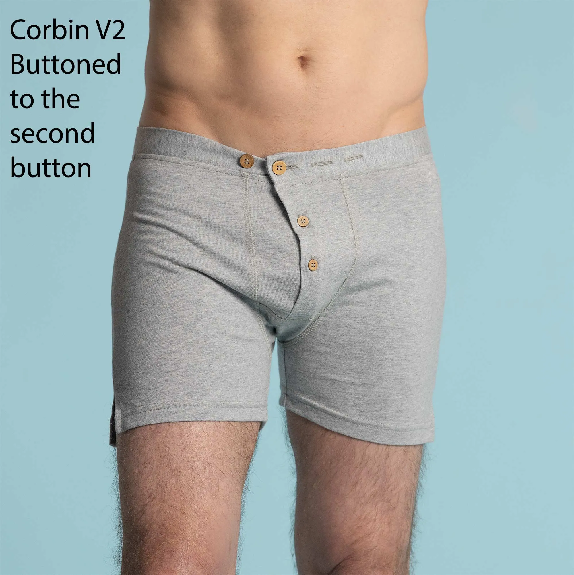 CORBIN Elastic-Free 100% Organic Prima Cotton Boxers (Drawstring-free, Plastic-Free Coconut Buttons, Latex-Free, OC Thread, OC Interfacing, Gusseted Crotch, No Synthetics) (100% Biodegradable)