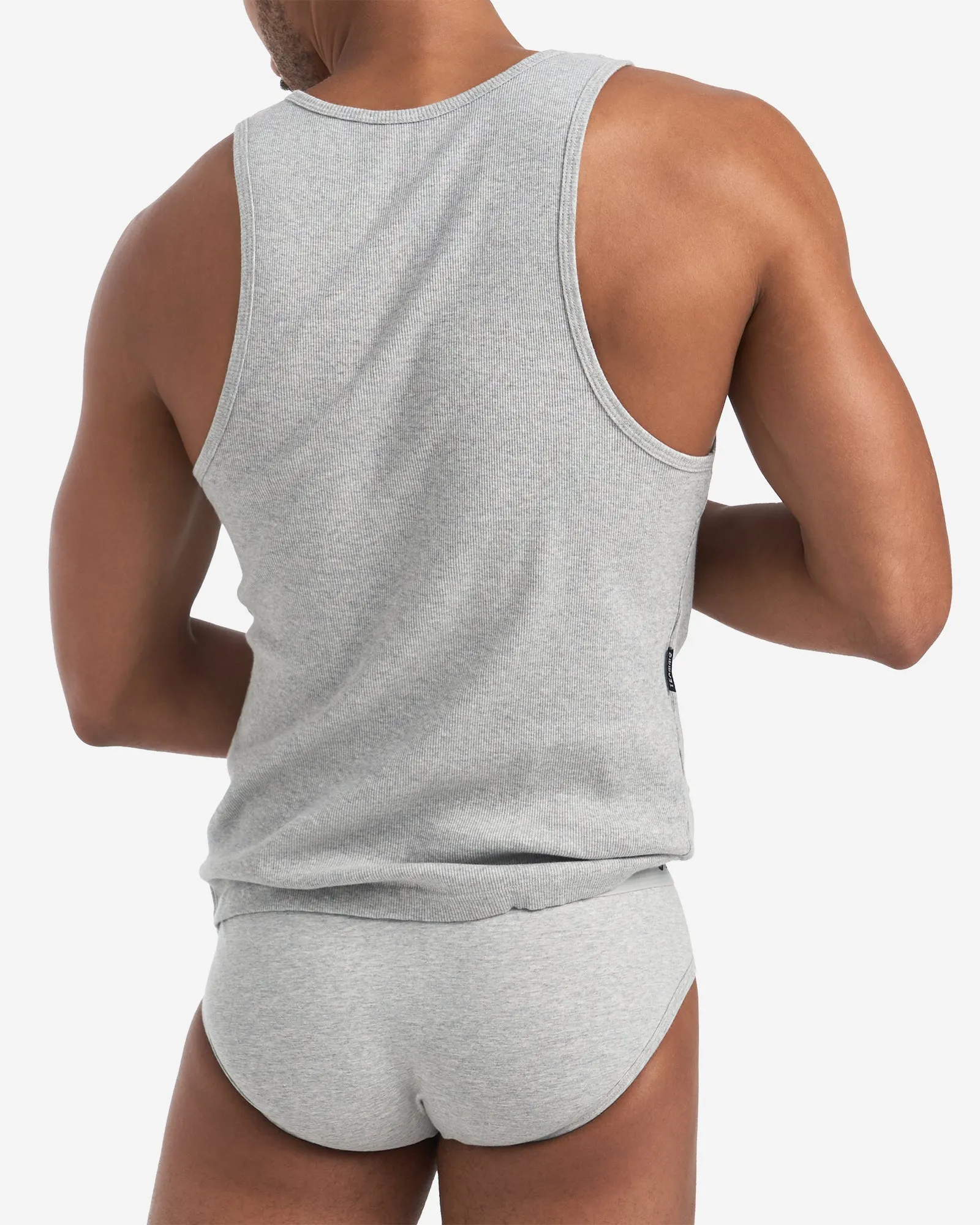 Cotton Rib Tank - Mid Grey Marle