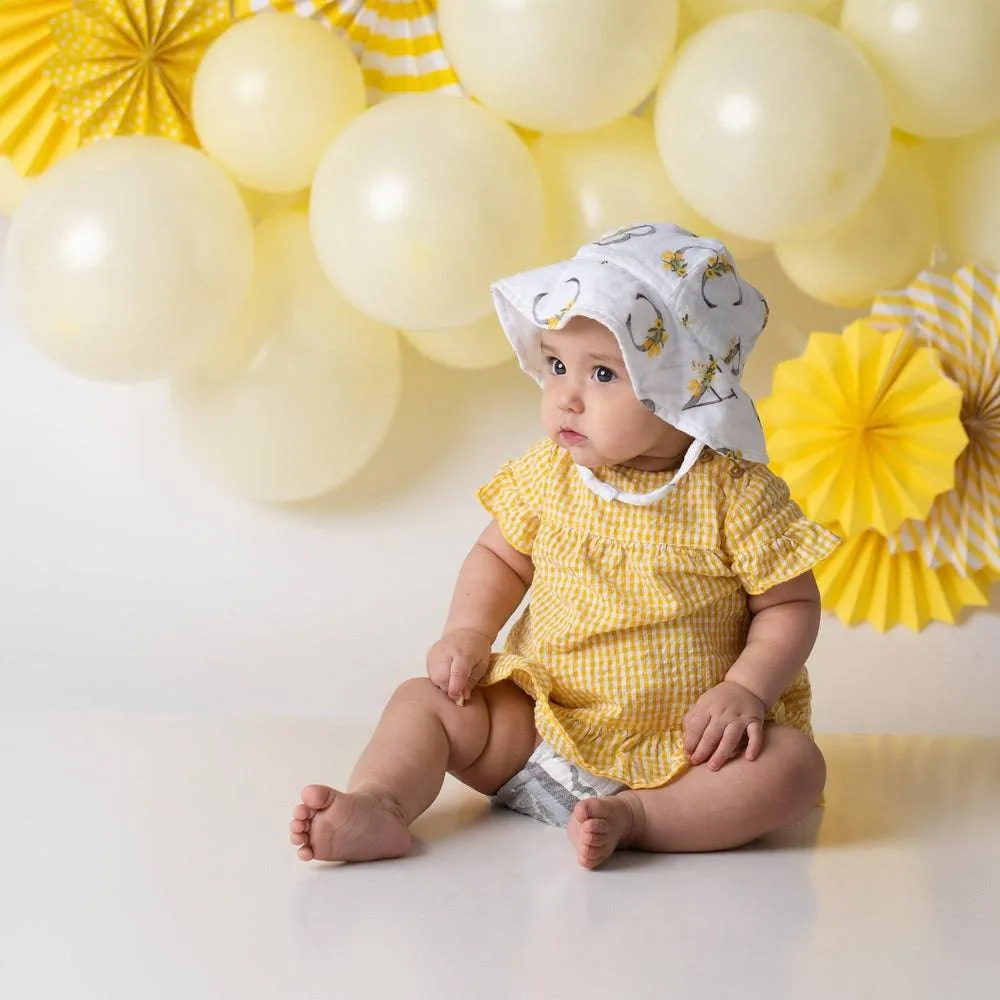 Floral Alphabet Oh So Soft Muslin Sun Hat