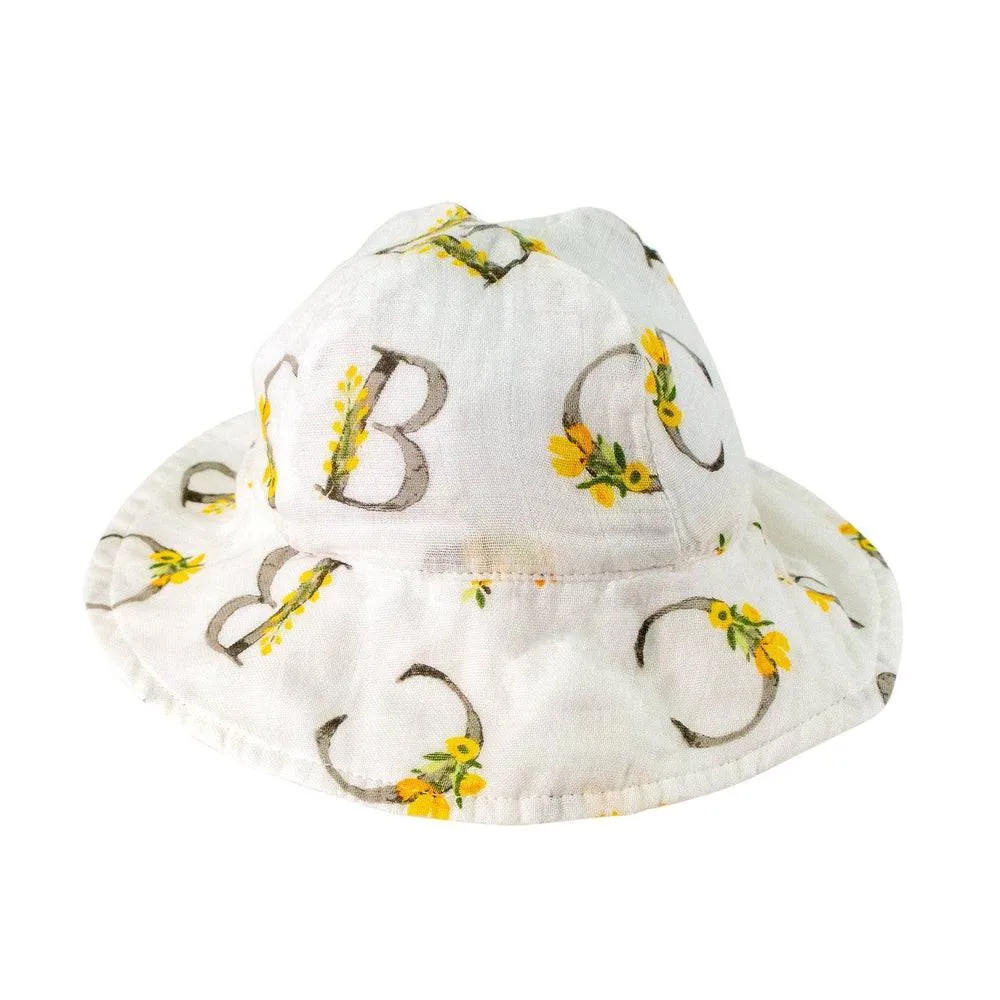 Floral Alphabet Oh So Soft Muslin Sun Hat