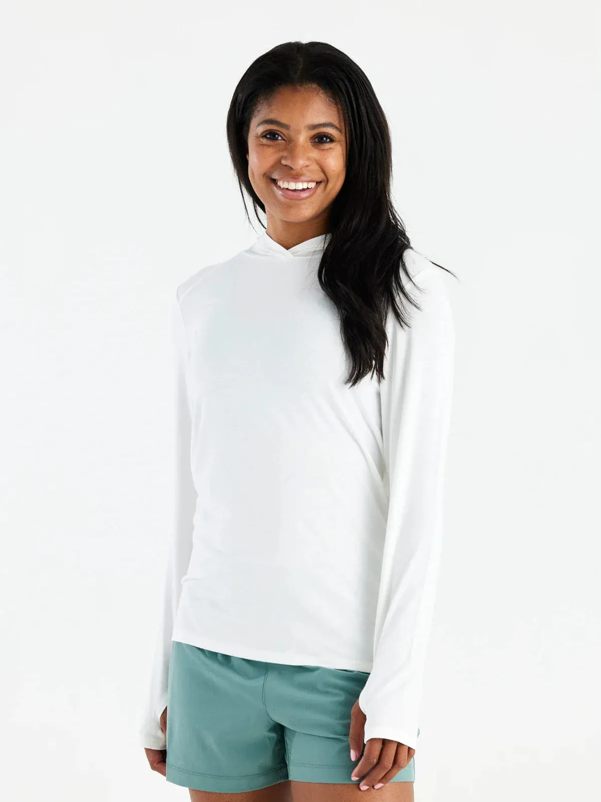 Free Fly Women's Bamboo Shade Hoodie II in Bright White