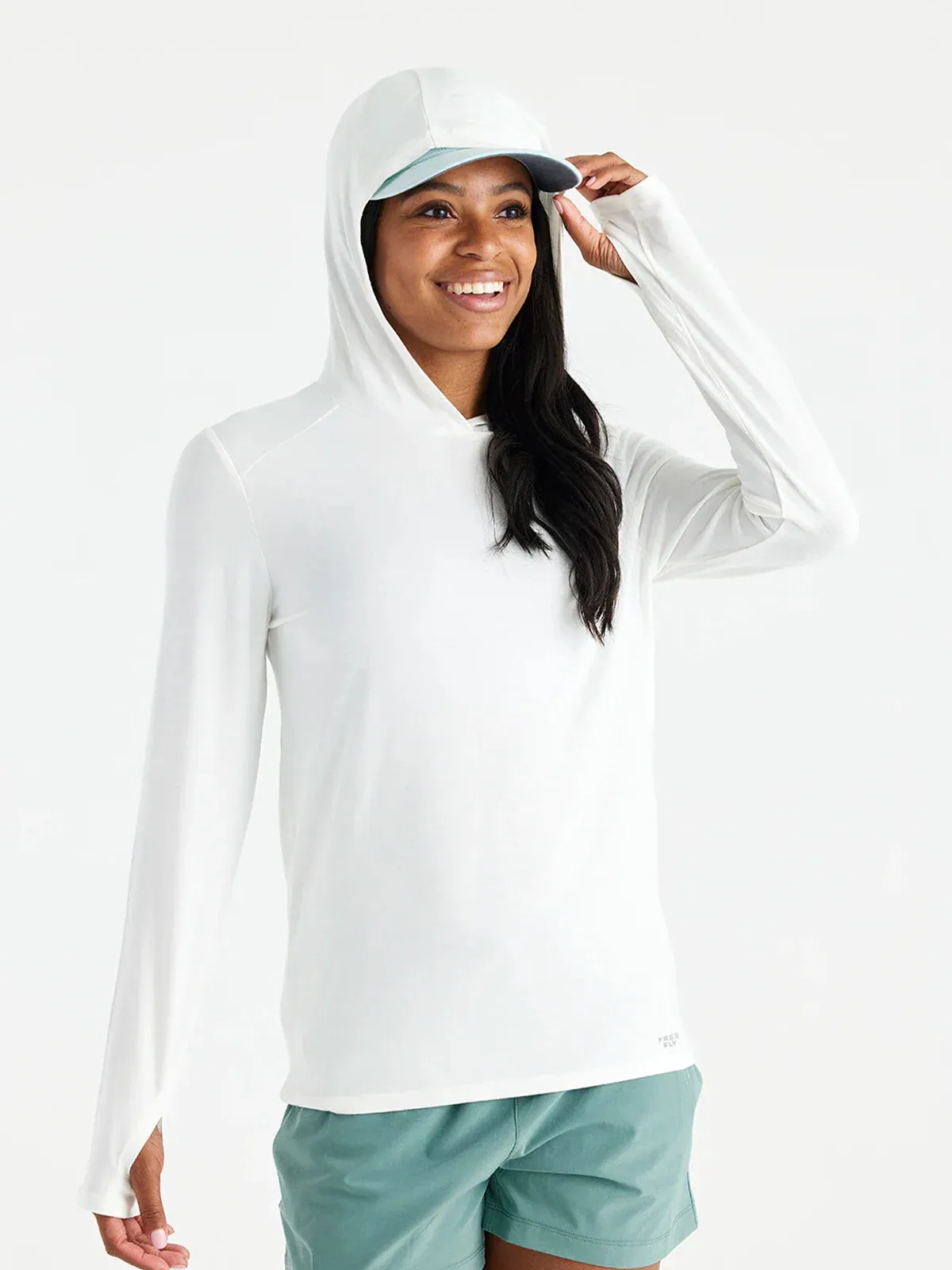 Free Fly Women's Bamboo Shade Hoodie II in Bright White