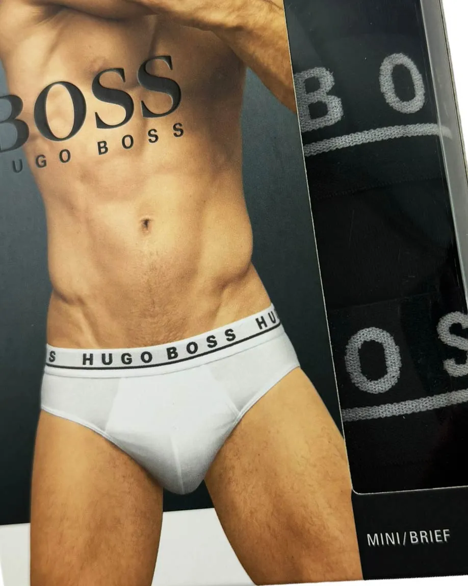 Hugo Boss Men Underwear Black 3 Pack Stretch Cotton Mini Brief S SALE