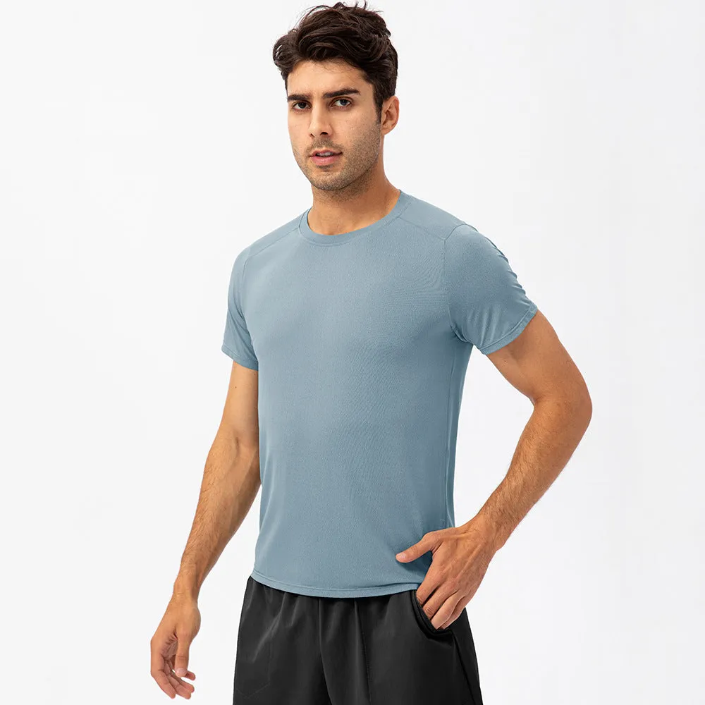 Hzori Spring/Summer Men's Loose Running Quick Drying Clothes round Neck T-shirt Sweat-Absorbent Breathable Fitness Sports Casual Short Sleeve Clothes