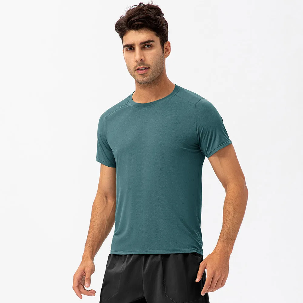 Hzori Spring/Summer Men's Loose Running Quick Drying Clothes round Neck T-shirt Sweat-Absorbent Breathable Fitness Sports Casual Short Sleeve Clothes