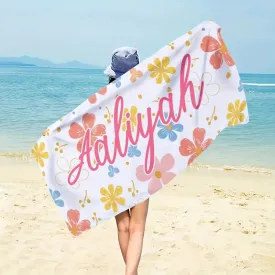 Kid's Personalized Quick Drying Floral Beach Towel