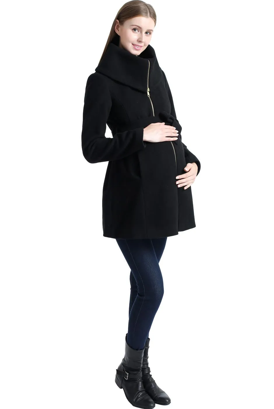 Kimi   Kai Maternity "Mia" Wool Blend Fold Collar Coat