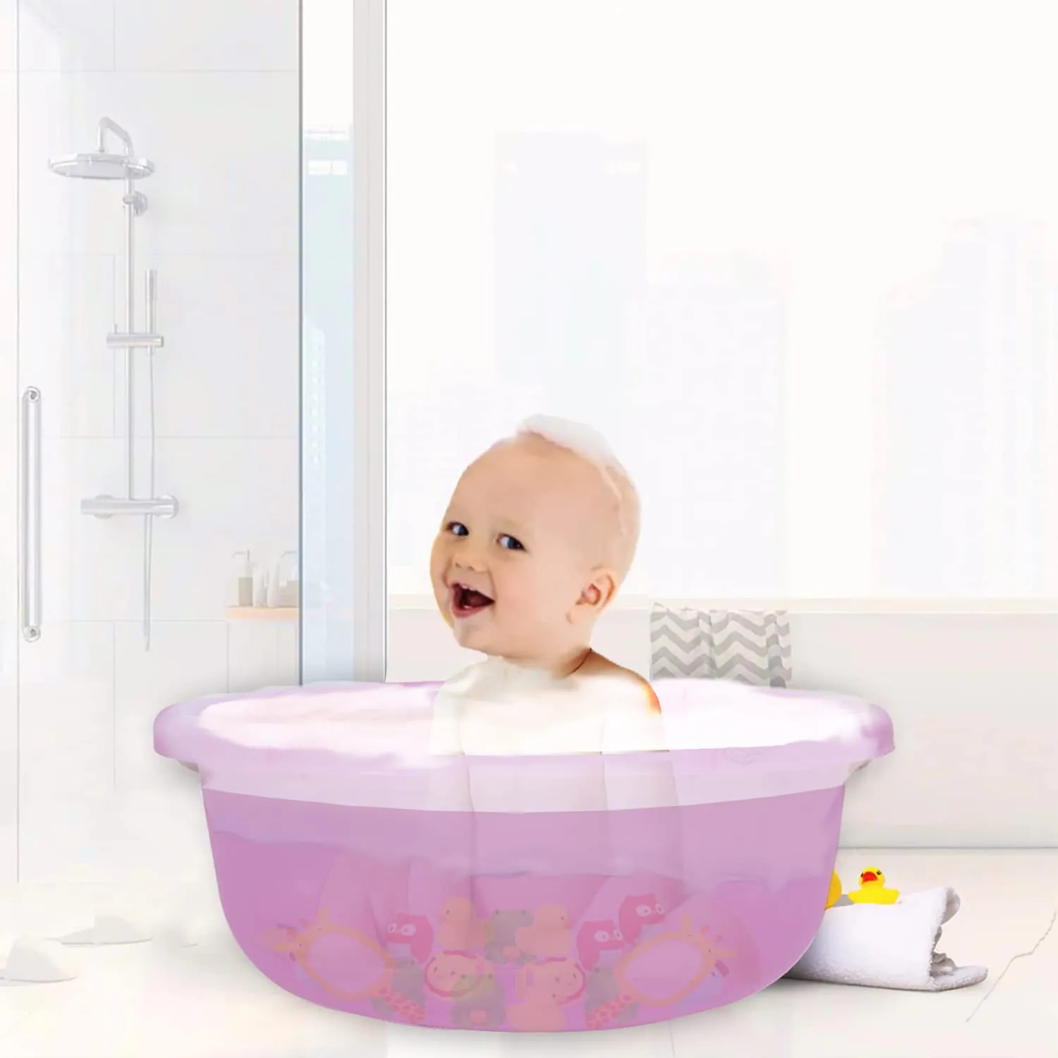 Kuber Industries Durable Deep Bath Tub|Versatile Short Livestock Feeding Pan| Plastic Utility Gaint Basin for Baby Bathing,Washing Clothes,26 Litre,Pack of 2 (Pink)