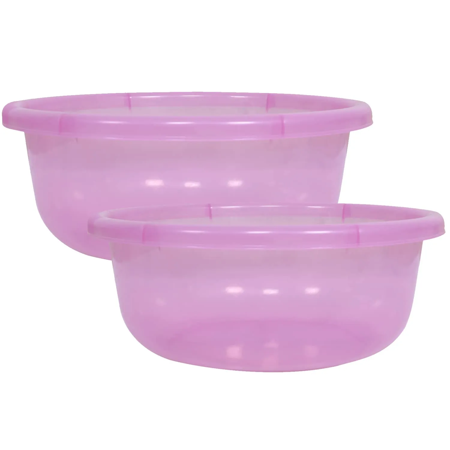 Kuber Industries Durable Deep Bath Tub|Versatile Short Livestock Feeding Pan| Plastic Utility Gaint Basin for Baby Bathing,Washing Clothes,26 Litre,Pack of 2 (Pink)