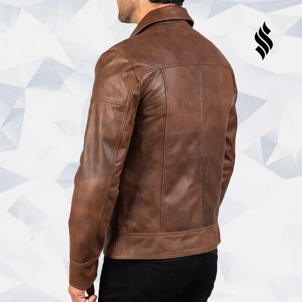 Lavendard Brown Biker Leather Jacket