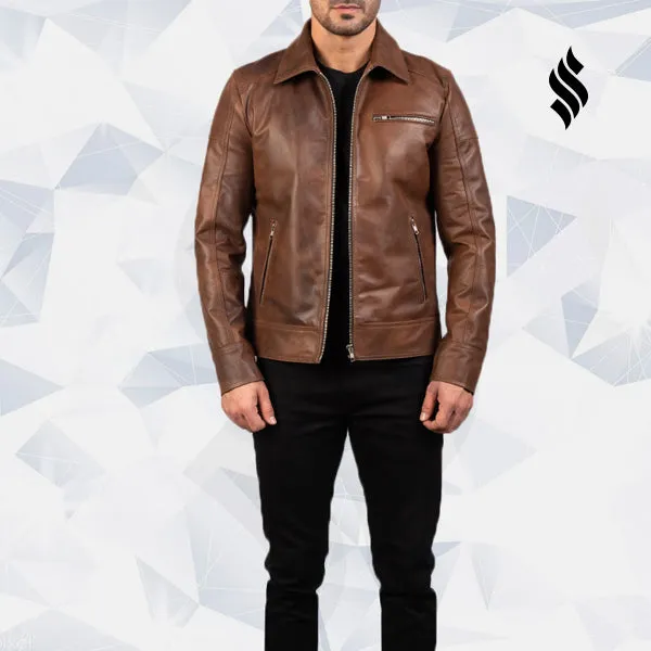 Lavendard Brown Biker Leather Jacket