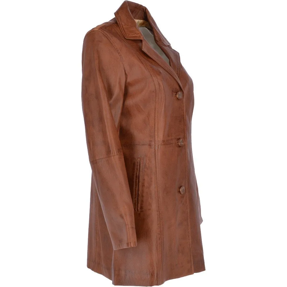 Leather Long Coat Brilliant Ladies Fashion wear 2.0