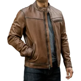 Mens Brown Roadster Leather Jacket