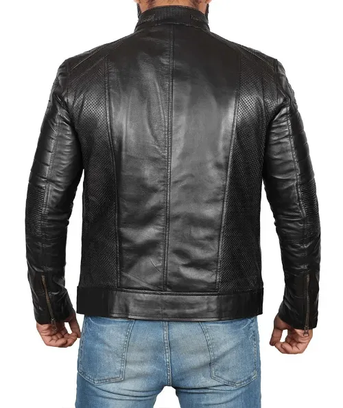 Men's Lambskin Black Leather Cafe Racer Jacket