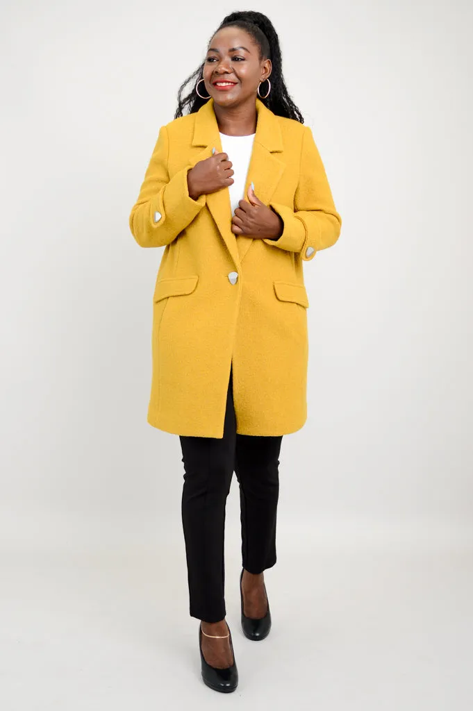 Milan Coat, Mustard, Wool