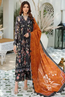 Noor by Saadia Asad Embroidered Prints Woolen Shawl Collection – D1-A-RUST-WOOD