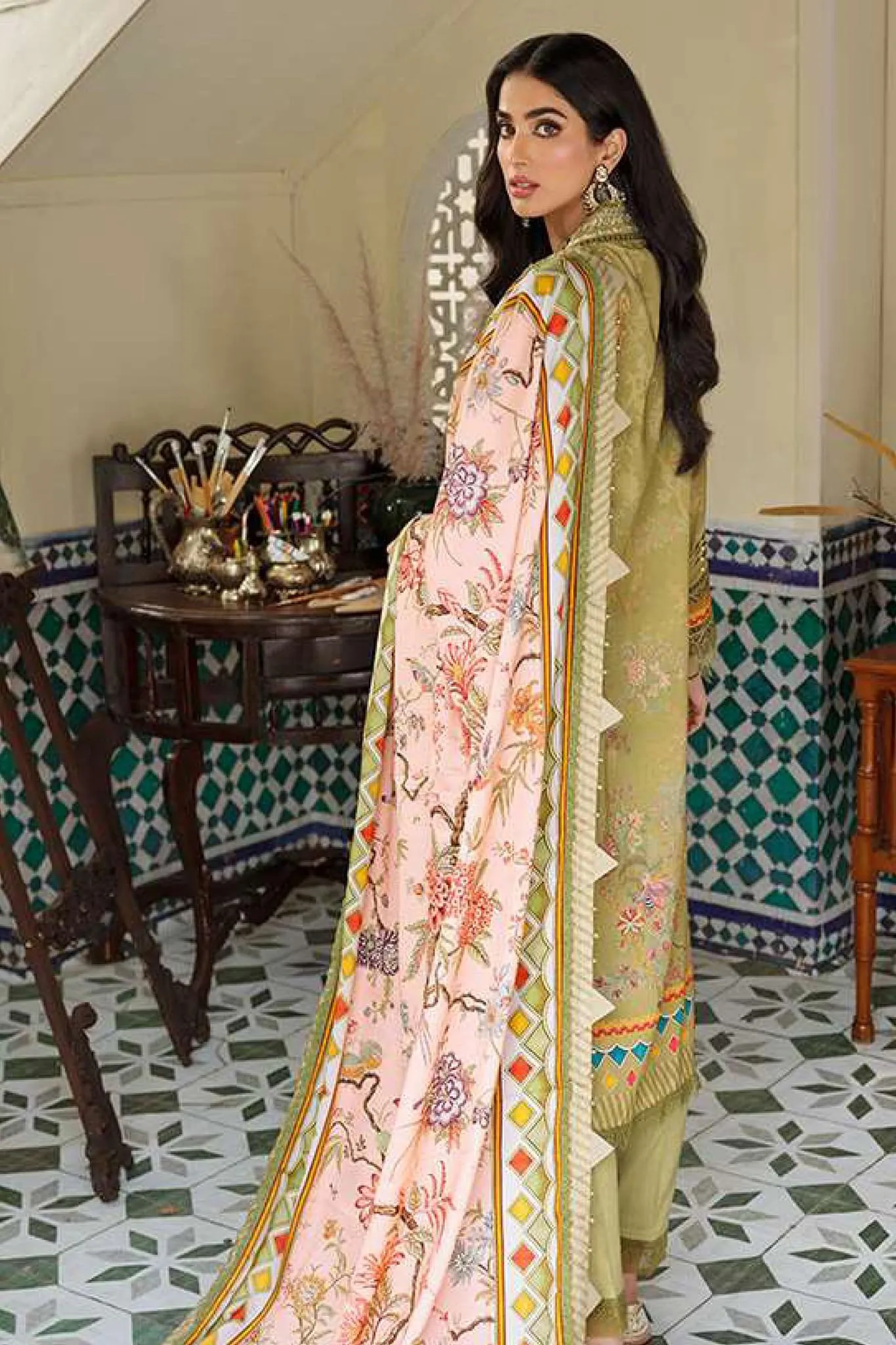 Noor By Sadia Asad Unstitched 3 Piece Embroidered Linen Collection'2022-D-07-B