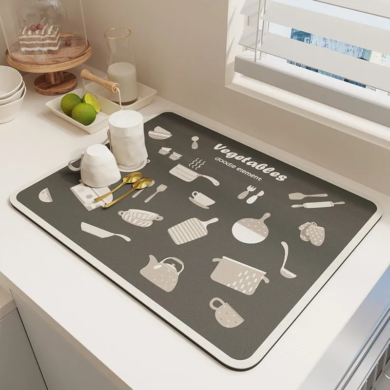 Quick Drying Kitchen Absorbent Drained Placemat Drying Mat for Table