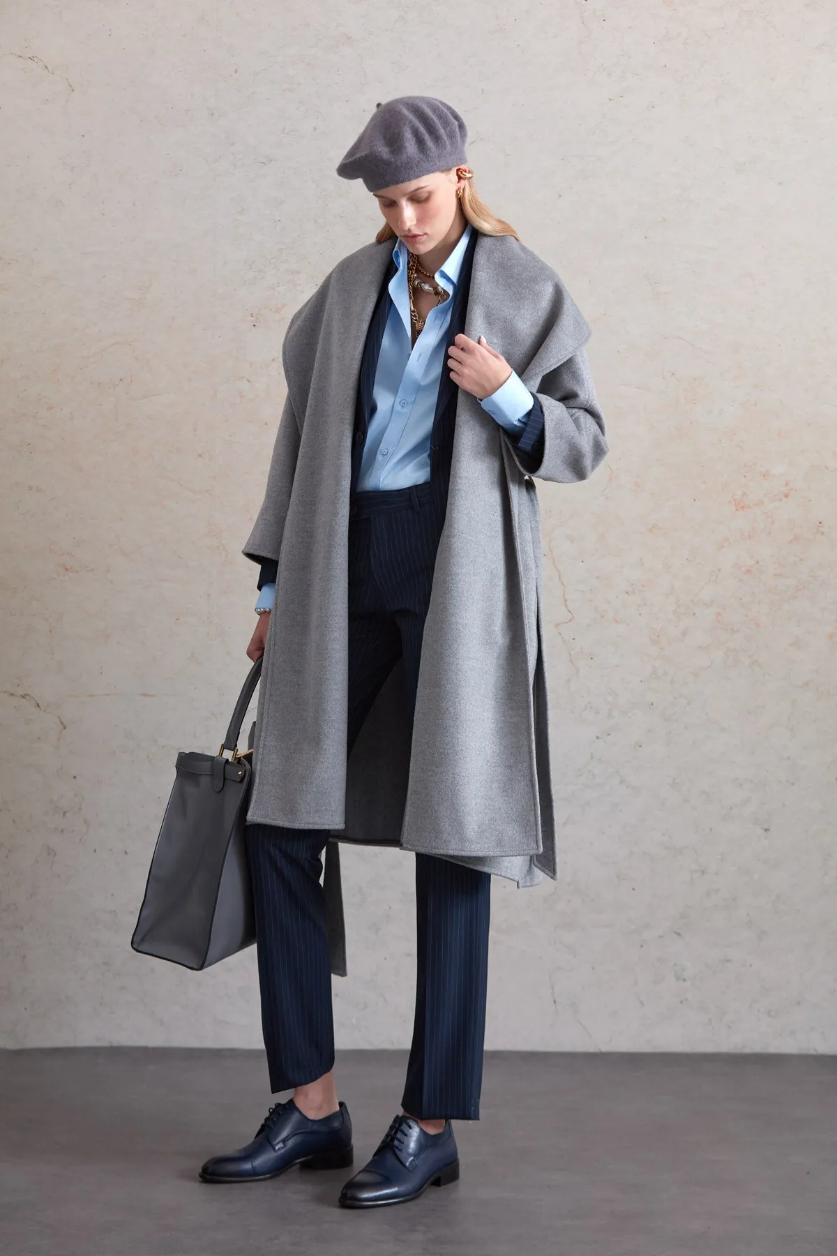 Regular Fit Meghan Belted Shawl Collar Wool Coat