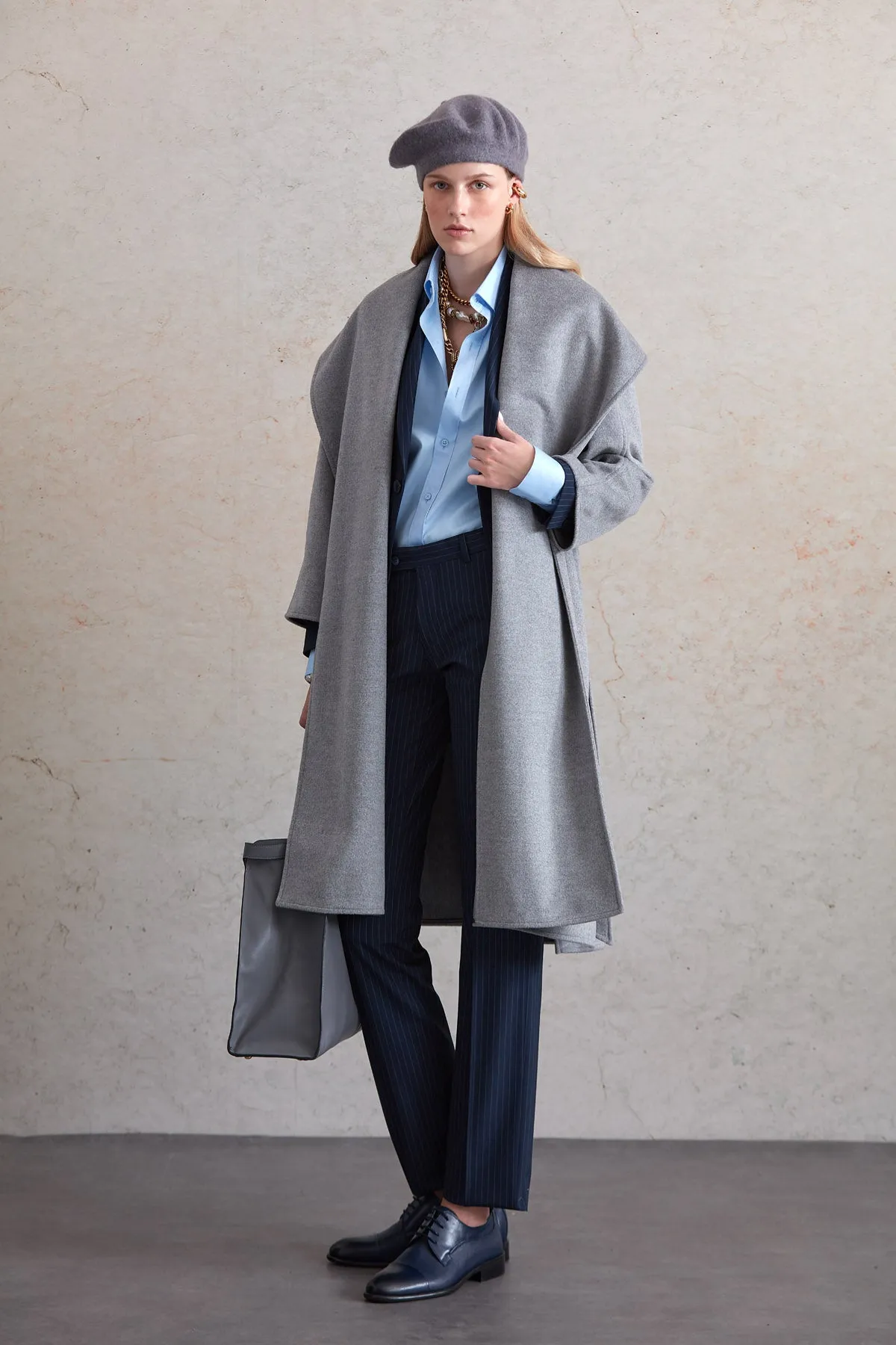 Regular Fit Meghan Belted Shawl Collar Wool Coat