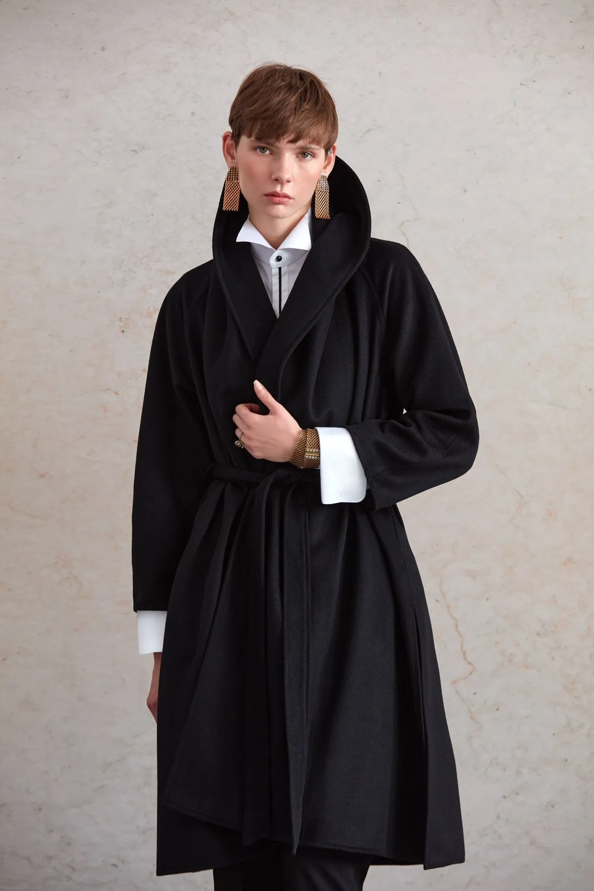 Regular Fit Meghan Belted Shawl Collar Wool Coat