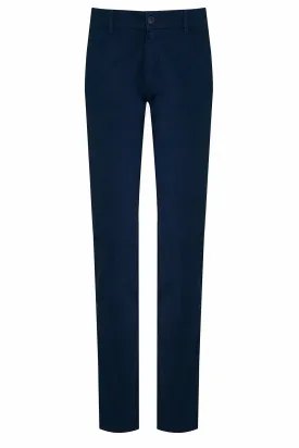 Regular Fit Side Pocket Low Waist Navy Cotton Casual Pants