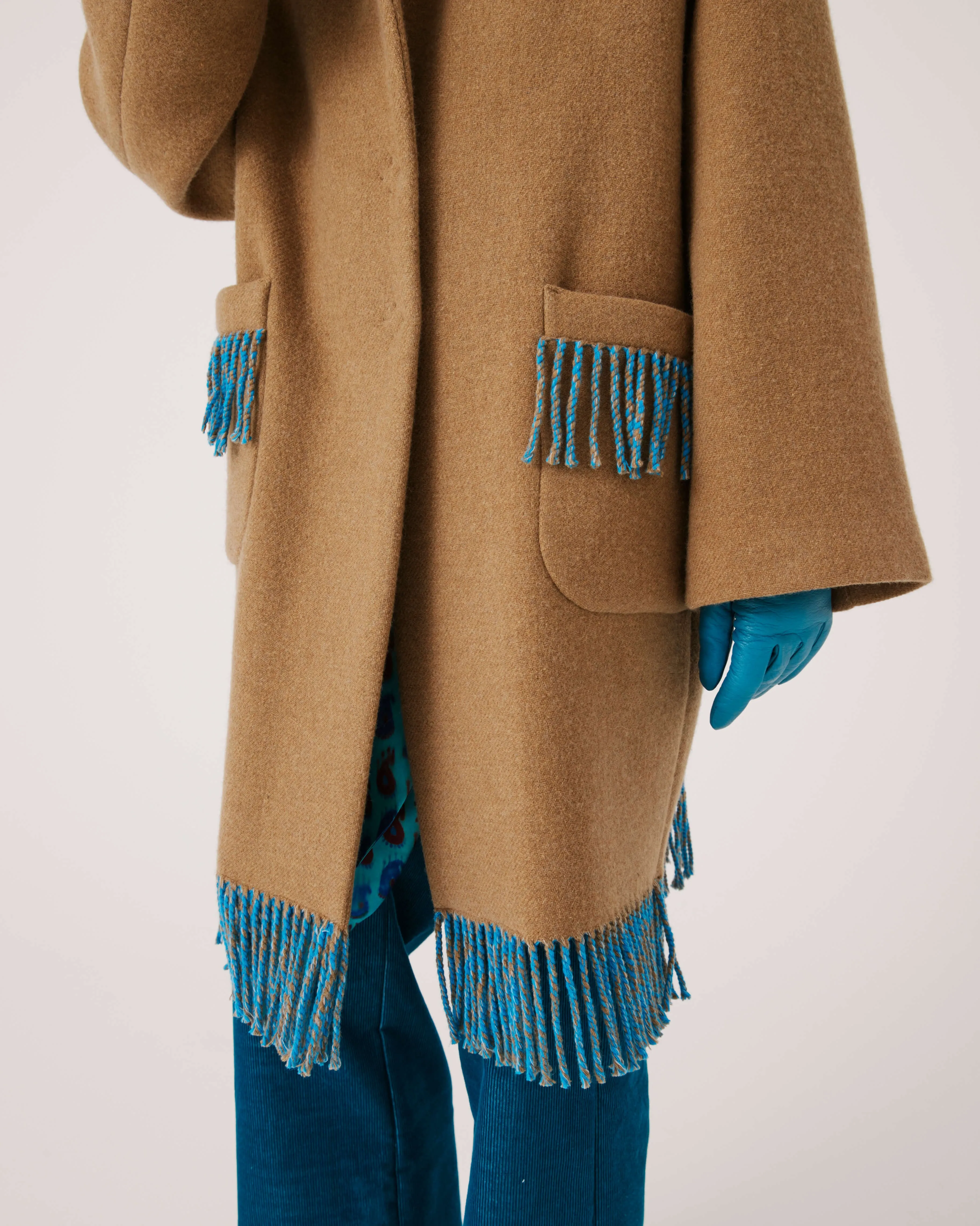 SFIZIO - TWO TONED COAT WITH FRINGE