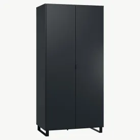 Simple Two-Door Wardrobe - Black