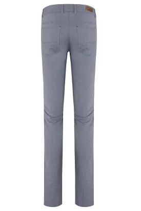 Slim Fit 5 Pocket Low Waist Unpleated Cotton Light Gray Casual Pants, Blue D.