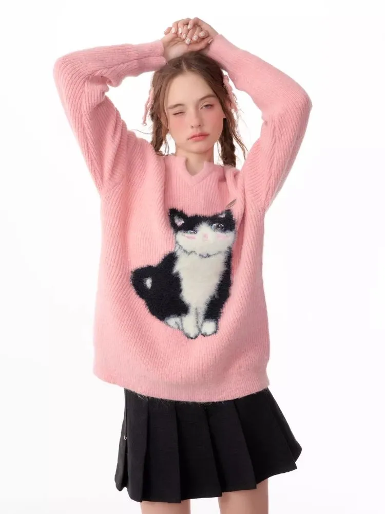 Soft thick thin cute cat sweater【s0000006144】