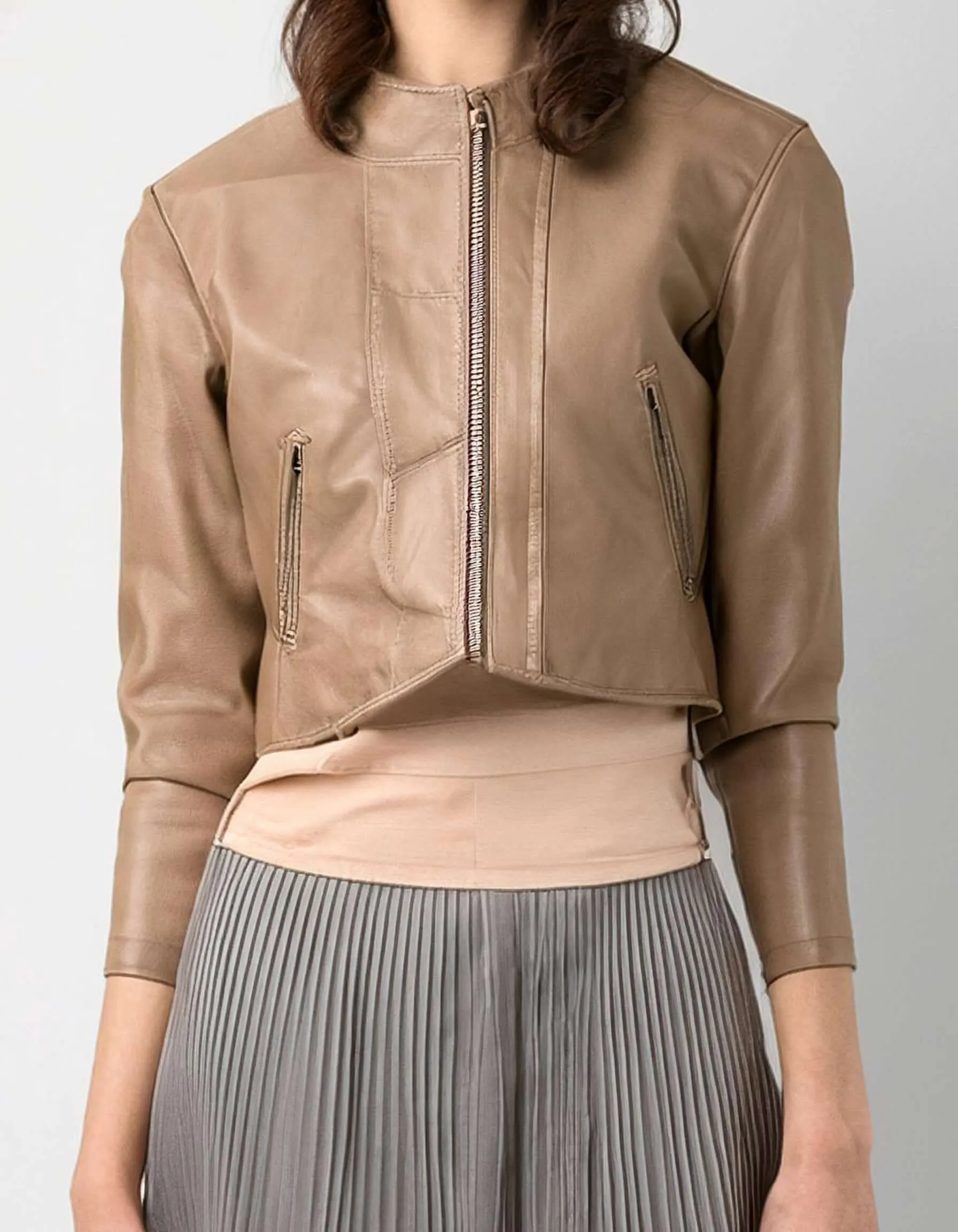 Tan Leather Blouse Leather Jacket