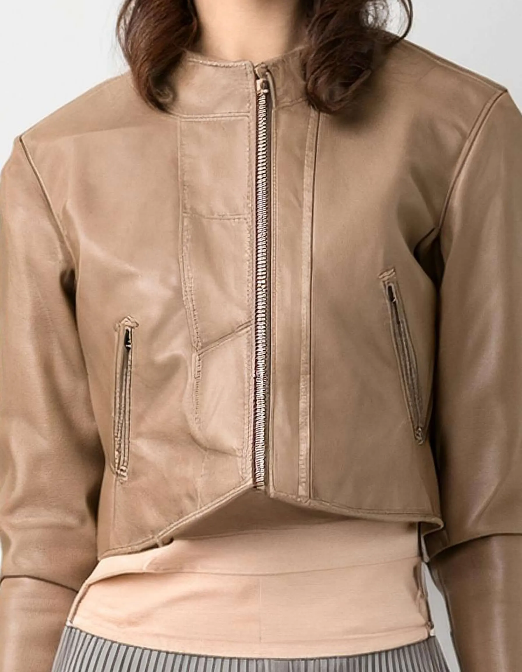 Tan Leather Blouse Leather Jacket