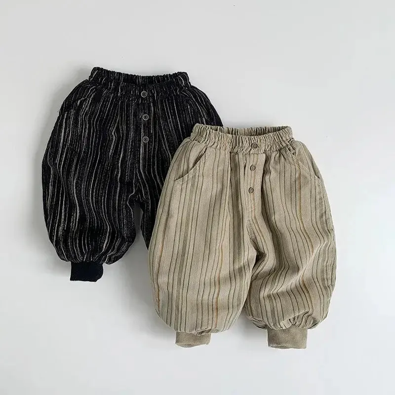 Thick Corduory Casual Striped Pants