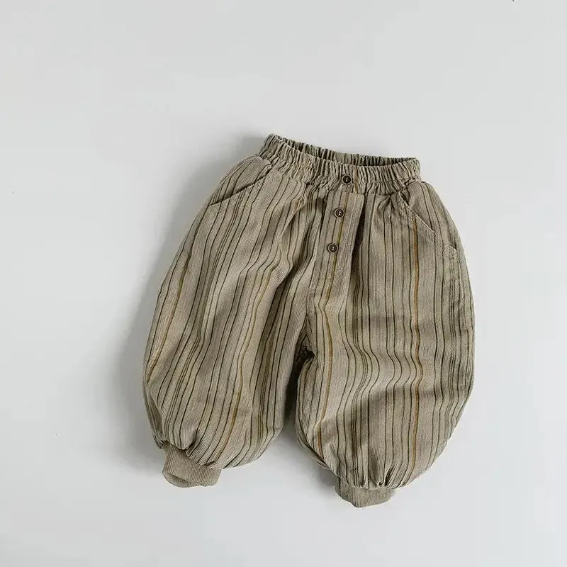 Thick Corduory Casual Striped Pants